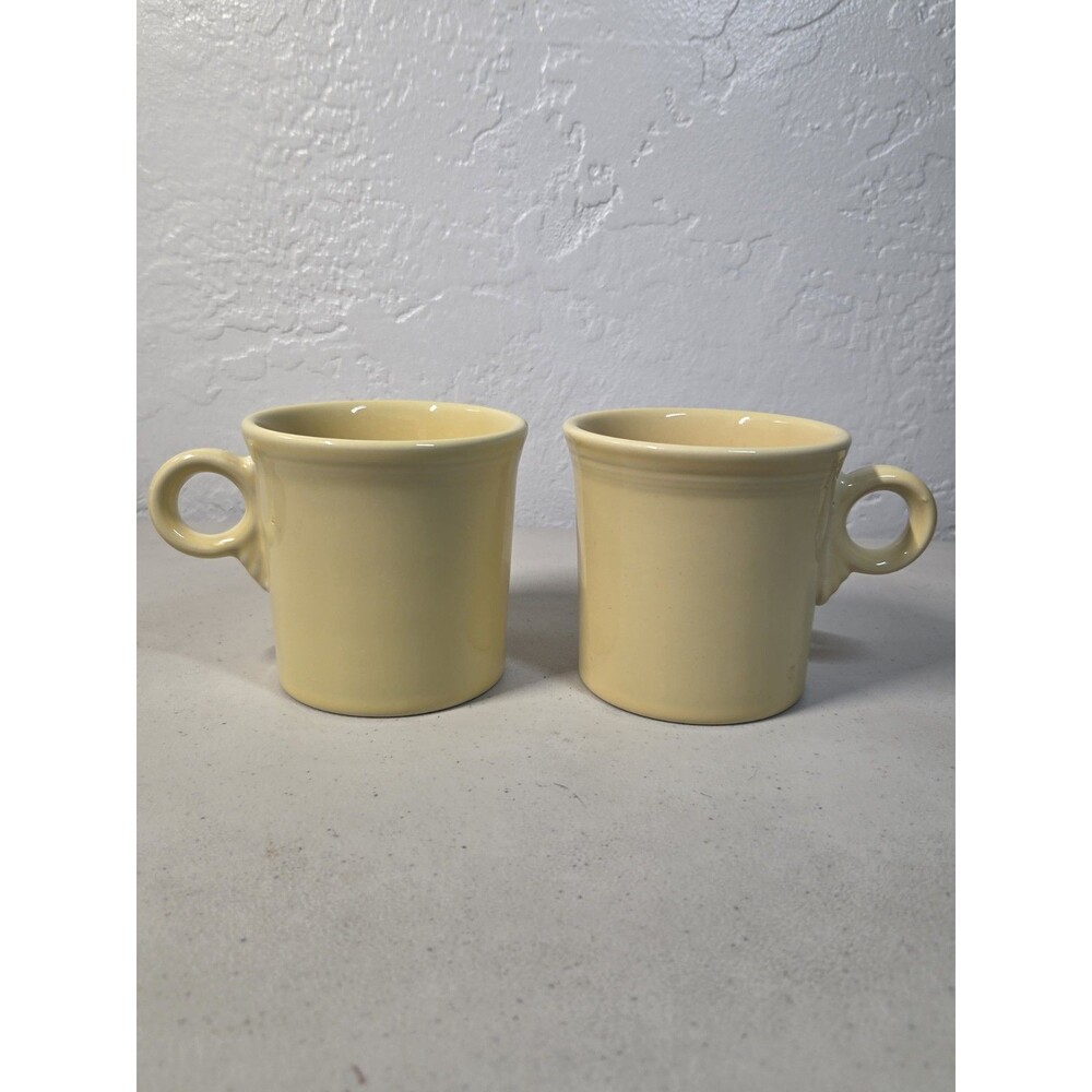 Set of 2 Fiestaware Pale Yellow Coffee Mugs Ring Handle Homer Laughlin HLC USA